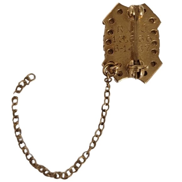 10K Yellow Gold Phi Kappa Tau Diamond Seed Pearl Lapel Pin Brooch E48 - Picture 5 of 10